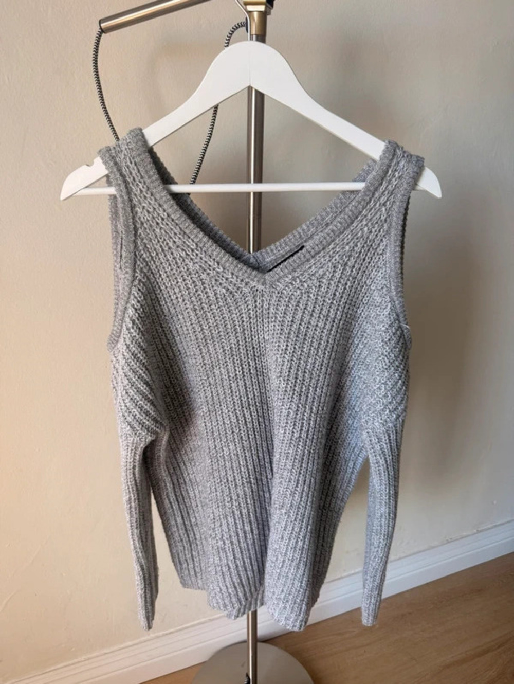 Cotton On Gray Knit Sweater Open Shoulder